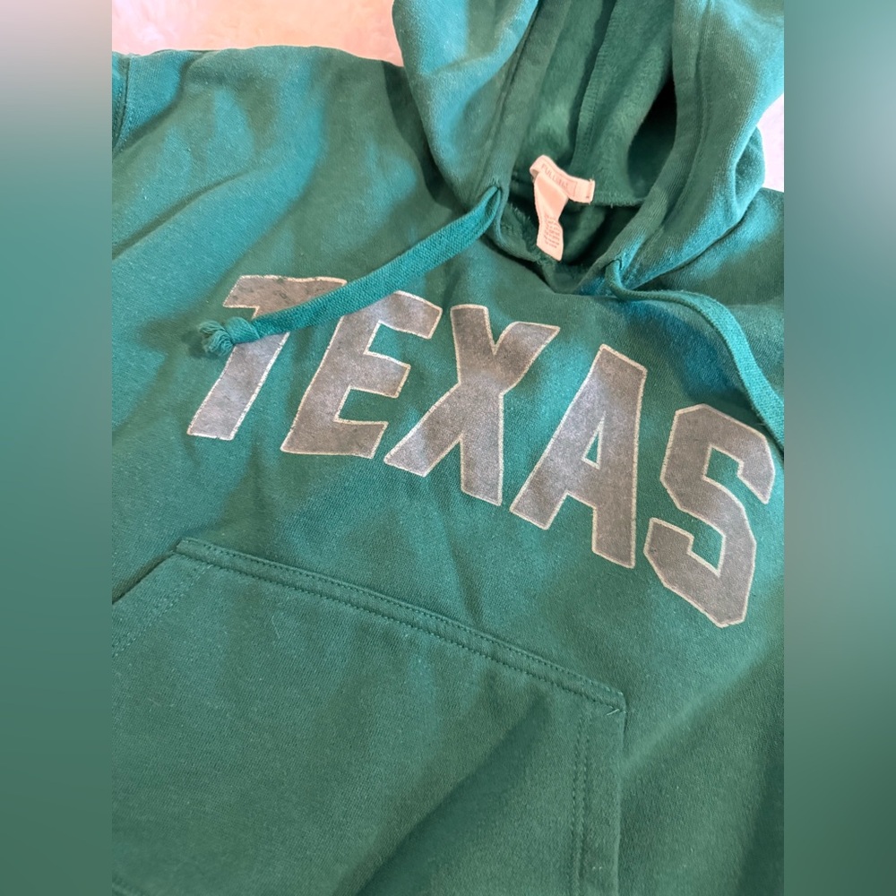 Full Tilt Texas Green Cropped Hoodie Sweatshirt Size M
